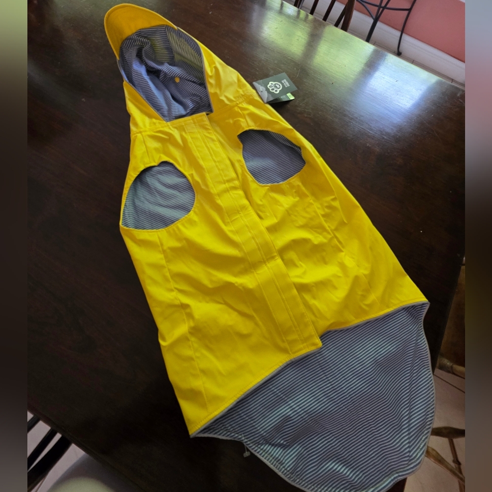 Canada Pooch Yellow Dog Raincoat with Striped Lining
